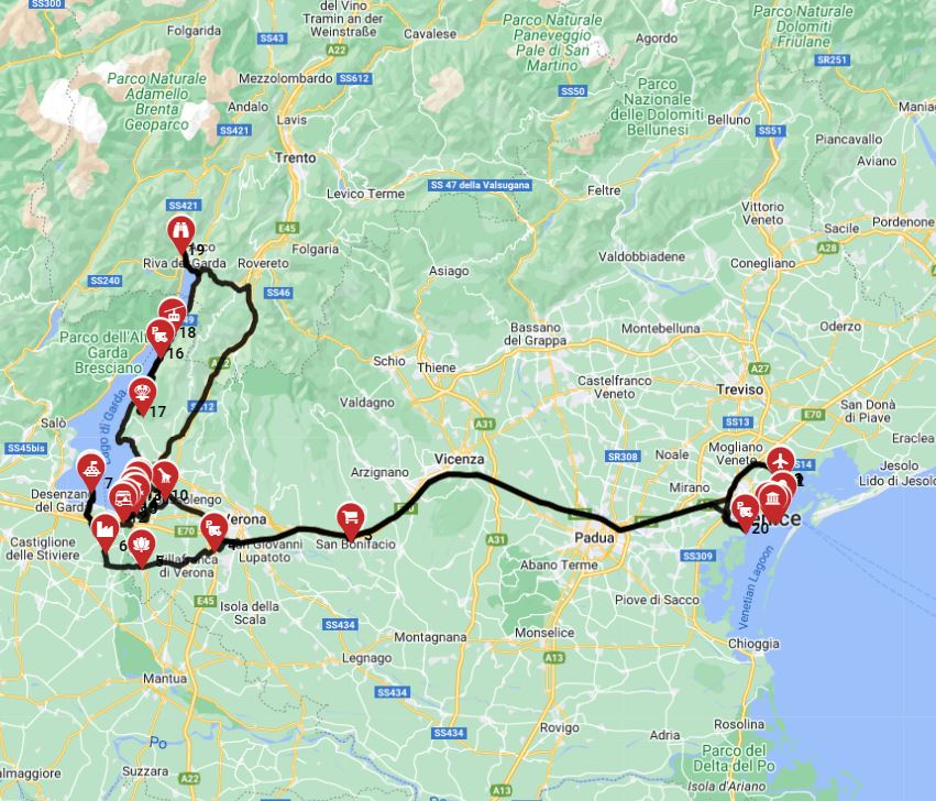 Venice Roundtrip  - West - Garda lake
